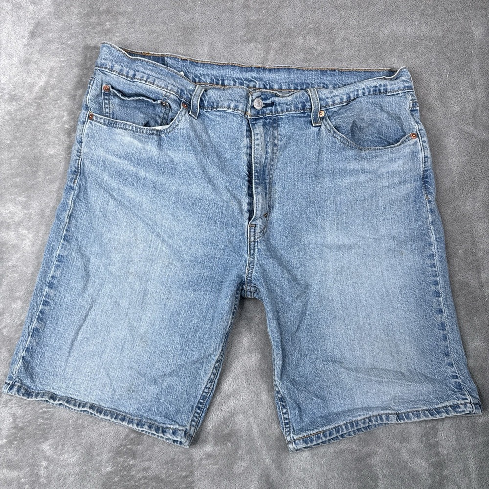 Levis 405 Standard Denim Shorts Mens 38 Blue Medium Wash 8" Inseam Zip Fly Dad
